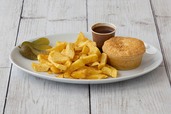 Mario's Fish Bar_Pukka Pie with Chips & Gravy